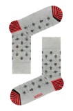 Șosete haioase cu model craniu, DiWaRi Happy 059, Gri, 25 (40-41)