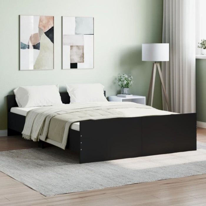 Gossi cadru pat cu tablie de cap/picioare, negru, 140x190 cm