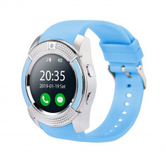 Ceas Smartwatch V8 cu Functie Apelare, SMS, Camera, Bluetooth, Pedometru, Android - Albastru foto