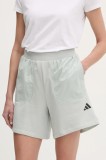adidas pantaloni scurți City Escape femei, culoarea gri, uni, high waist, JC5108