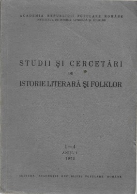 C9101N Studii și cercetări de istorie literară și folklor, 1-4/1952 foto