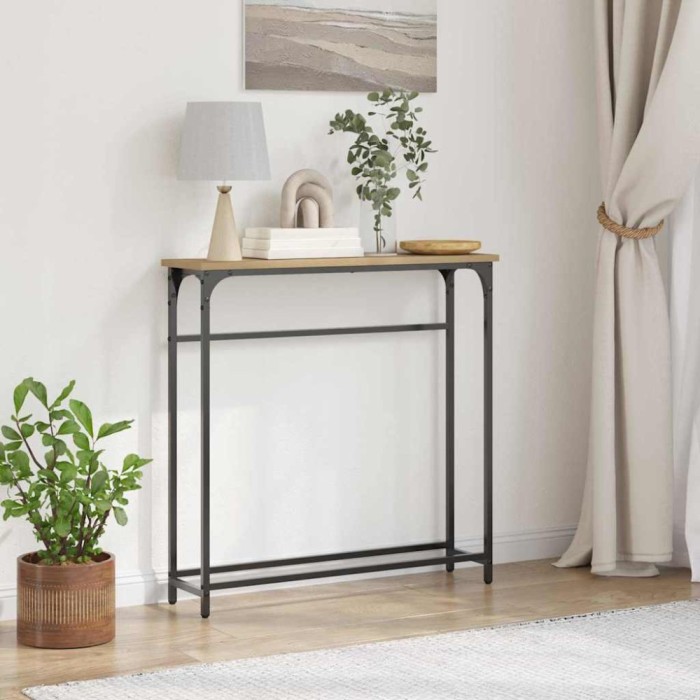 vidaXL Masă de Consolă cu raft stejar artizanal 75 x 19.5 x 75 cm