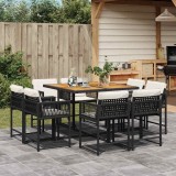 vidaXL Set mobilier de grădină cu perne, 9 piese, negru, poliratan 3211563