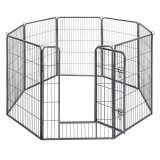 FEANDREA Tarc din panouri de fier pentru caini de talie foarte mare, cu usa de acces, 157x157x100cm, gri Household NewTrend