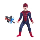 Set costum Spiderman cu muschi si lansator cu ventuze, IdeallStore&reg;, marimea L