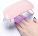 Mini lampa UV pentru unghii cu gel SharpCost, 6 W, USB, LED, roz, 13 x 6,8 x 5,8 cm
