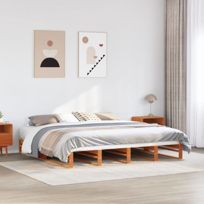 vidaXL Cadru de pat fără saltea, maro ceruit 200x200 cm lemn masiv pin 3302323 foto