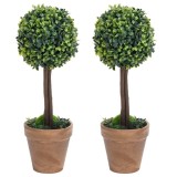 Cumpara ieftin Plante artificiale cimisir cu ghiveci 2 buc. verde 56 cm minge