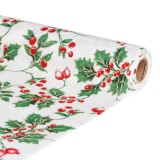 Frunner decorativ de masa &ndash; 180 x 28 cm &ndash; 100% poliester &ndash; alb cu motiv fructe rosii Best CarHome