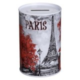 Pusculiță metalică cu model Paris, &Oslash;8x12,5 cm, CMCLASS