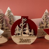 Decorațiuni Crăciun Lemn, 3 Modele, Roșu, 11x12cm, Oem