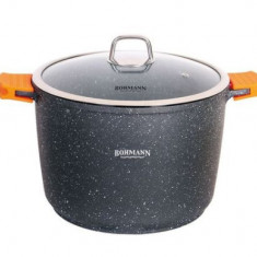 Oala granit Bohmann 7.5L, exterior si interior granit, cu capac