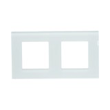 Rama dubla din sticla alba pentru priza si intrerupator 86x157mm