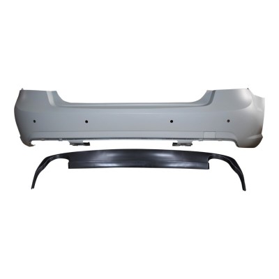 Set bara spate MERCEDES Clasa E (W212) Sedan, 09.2009-02.2013, cu gauri senzori parcare; grunduit, de vopsit; type AMG; cu spoiler; cu 2 gauri evacua foto