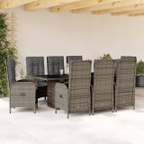 VidaXL Set mobilier grădină cu perne, 9 piese, gri, poliratan