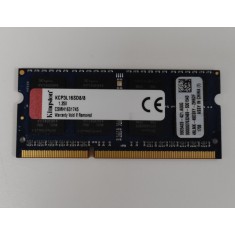 Memorie RAM Laptop, Kingston, 8GB, 2Rx8, DDR3L, PC3L-12800S, 1600MHz, 1.35V, KCP3L16SD8/8, CL11, Non-ECC, SODIMM, 204 pini