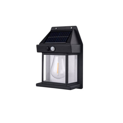 Lampa solara LED cu senzor de miscare si lumina 3W negru foto