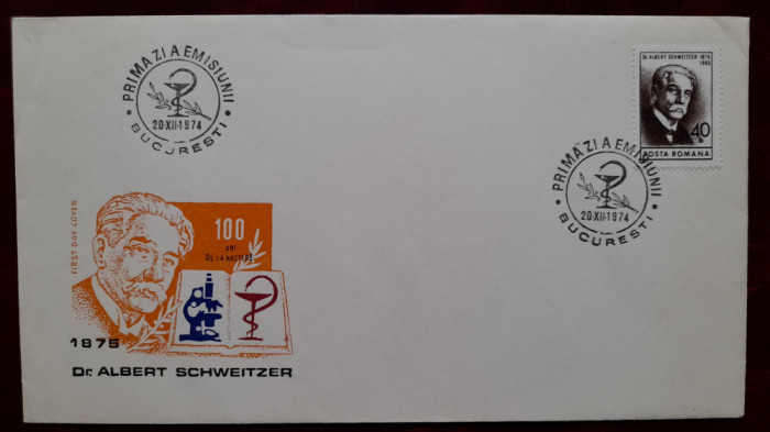 1974-Lp869-100 ani A.Schweitzer-FDC