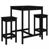 Cumpara ieftin Set bar de gradina, 3 piese, negru, lemn masiv de pin