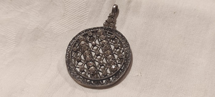 MEDALION VIENA ornat SPLENDID cu ZIRCONII unic AUSTRIA vechi EXCEPTIONAL superb