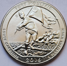 25 cents / quarter 2016 USA, South Carolina, Fort Moultrie, unc, litera D foto