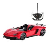 Masina cu telecomanda Lamborghini Aventador J Rastar, 38.5 x 18.1 x 11 cm, 10 km/h, tractiune 2 WD, anvelope cauciuc, Rosu