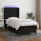 vidaXL Pat cu arcuri, saltea și LED, negru, 80x200 cm, textil 3138431