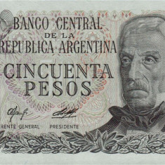 ARGENTINA █ bancnota █ 50 Pesos █ 1976-1978 █ P-301b █ UNC █ necirculata