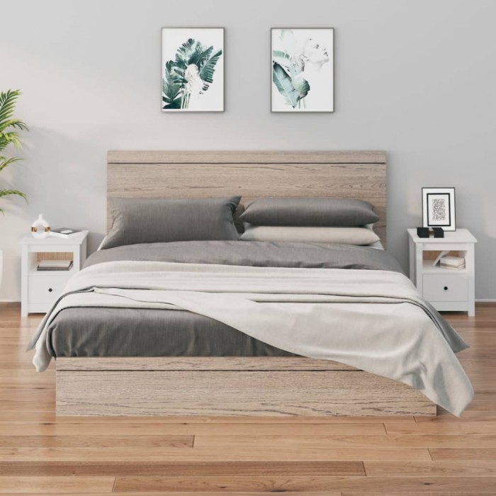 Gossi noptiere, 2 buc., alb, 40x35x49 cm, lemn masiv de pin
