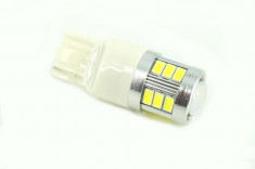 Bec o Faza T20 7440 / 5630 18SMD Canbus 9V-30V nonpolar. Lumina Alba TopCars foto