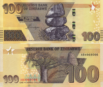 ZIMBABWE 100 dollars 2020 UNC!!! foto