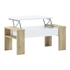 Masuta de cafea din pal stejar sonoma alb Ulia 98x50x54 cm