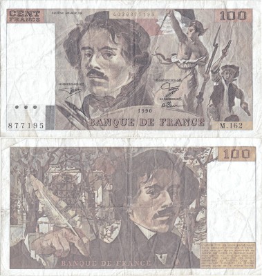 1990, 100 francs (P-154e.1) - Franța foto
