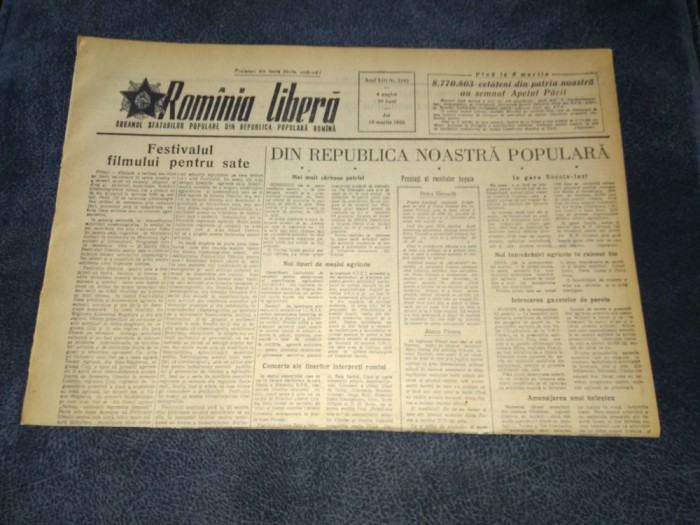 ZIARUL ROMANIA LIBERA 10 MARTIE 1955