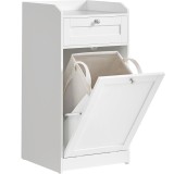 VASAGLE Dulap de baie cu cos de rufe integrat, sertar si blat cu margini ridicate, sac textil detasabil, 80x40x40 cm, alb Household NewTrend