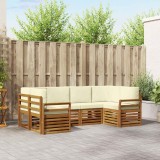 vidaXL Seturi de canapele 6 pcs Natural și Crem Lemn Solid de Acacia 3375370
