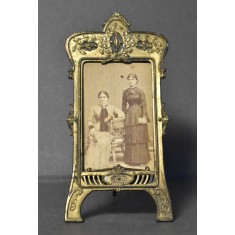 Rama foto veche pentru fotografie CDV - alama cu decor elemente vegetale - secol XIX - bonus CDV de Jassy