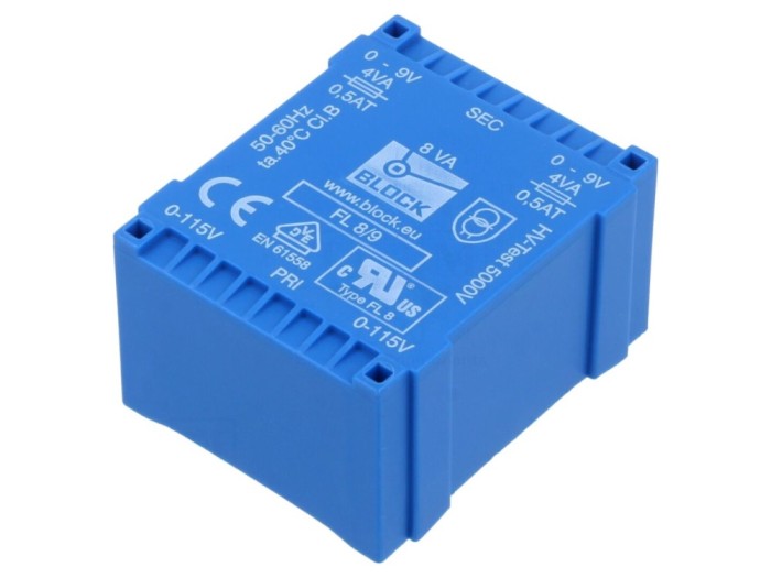 Transformator &icirc;ncapsulat 8VA 115VACx2
