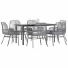 Set Gradina 7 Piese, Poliratan Gri, Masa Sticla, Perne Incluse