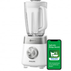 Blender Philips ProBlend Crush HR2224/00 , 800W, 2 l, 3 trepte viteza, Tehnologie ProBlend Crush, Alb-argintiu