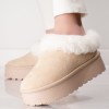 Mocasini Dama Imblaniti Bej Piele Ecologica Intoarsa Hamima, Marimea 41, Interior Calduros, Talpa 5cm, V&acirc;rf Rotund