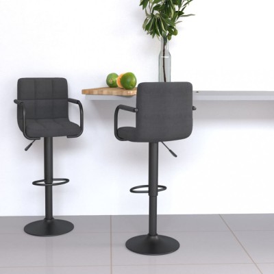 vidaXL Scaune de bar, 2 buc., gri &amp;icirc;nchis, material textil foto