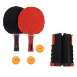 Set Tenis de Masă, Live Up, 6 Bucăți, Rachete Roșu/Negru, Fileu Retractabil, Oem