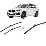 Cumpara ieftin Set 3 stergatoare BMW Seria X3 (G01, F97, G08) din 2017 - 2020, pentru parbriz si luneta fata si spate auto, Bosch Aerotwin, din cauciuc siliconat rez