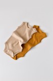 Cumpara ieftin Set de 2 body-uri fara maneci din bumbac organic si modal - Mustar/Somon BabyCosy (Marime: 3-6 Luni)