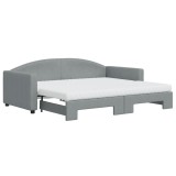 Cumpara ieftin Pat de zi cu extensie si saltele, gri deschis 90x190 cm textil