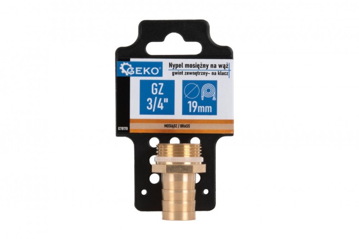 Niplu din alama pentru furtun de 19 mm, filet exterior 3 / 4&quot;, Geko G70170