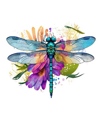 Sticker decorativ, Libelula, Albastru, 62 cm, 1206STK-2 foto
