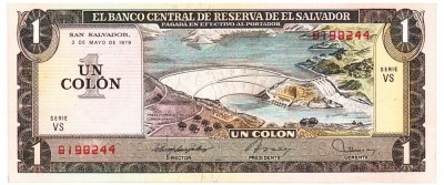 El Salvador 1 Colon 1979 P-125 aUNC foto