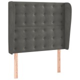 Cumpara ieftin Tablie de pat cu aripioare gri inchis 103x23x118/128 cm catifea